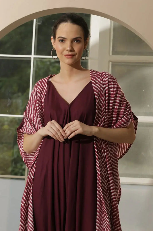 Leheria Kaftan Jacket With Jumpsuit Inner