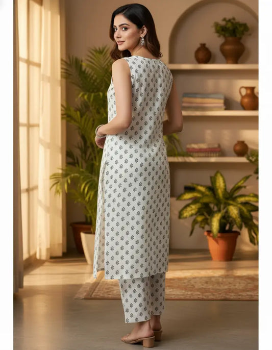 RangRoot Women’s White Rayon Co-ord Set