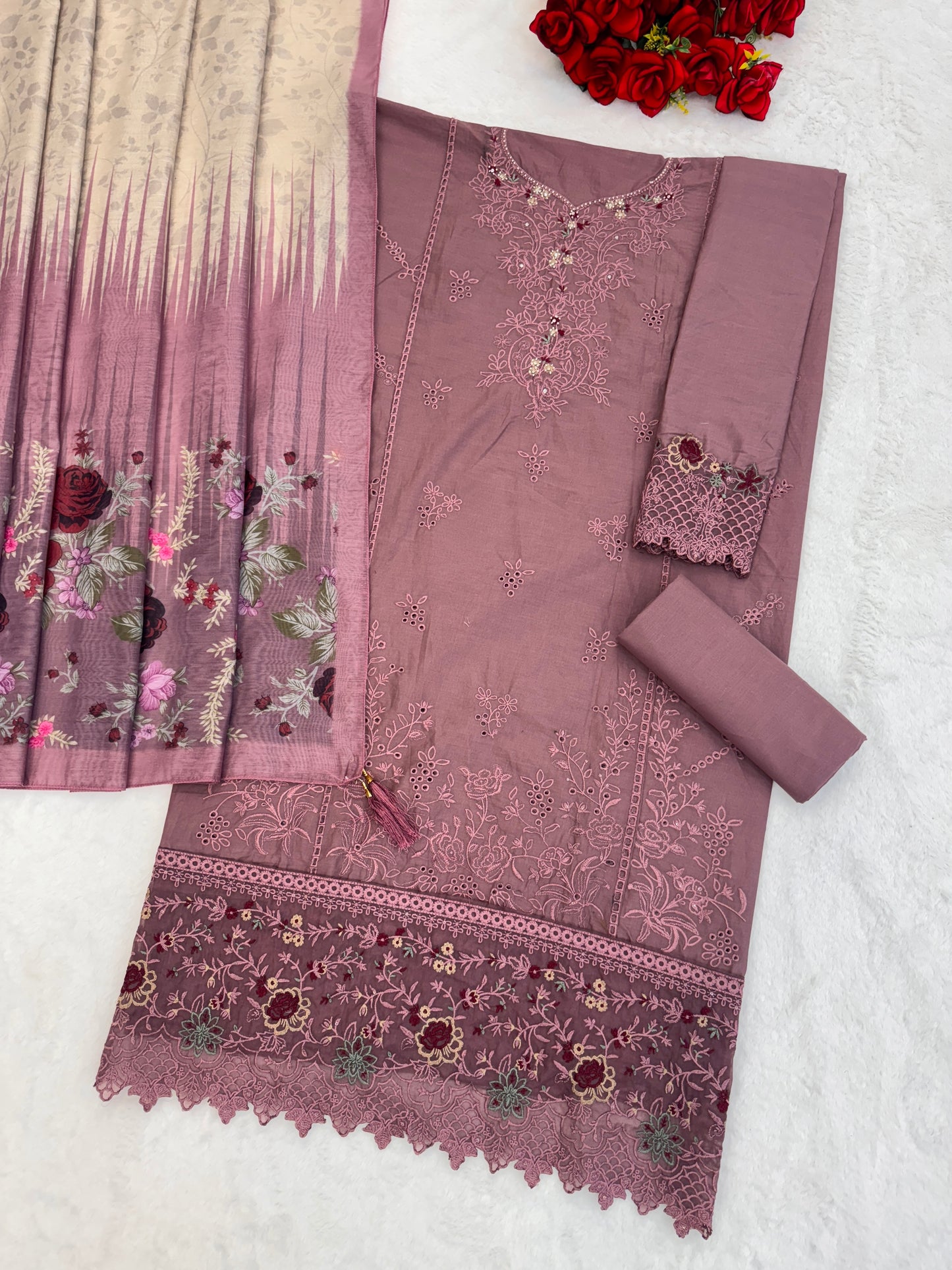 Fashion Dream Women Mauve Cotton Designer Suit Collection