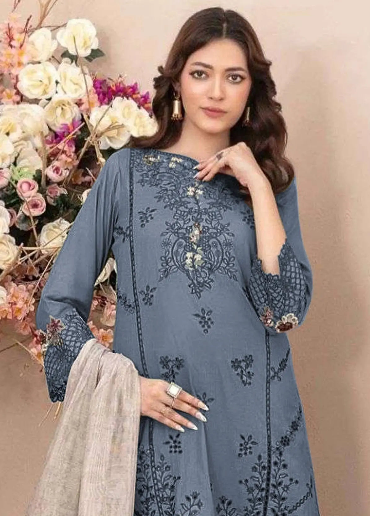 Fashion Dream Women Blue Cotton Designer Suit Collection