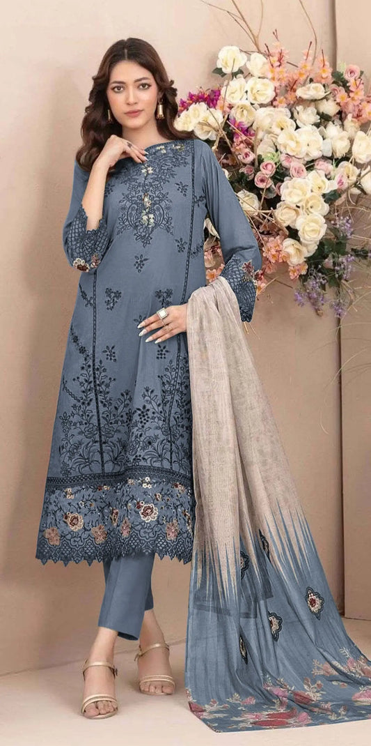 Fashion Dream Women Blue Cotton Designer Suit Collection