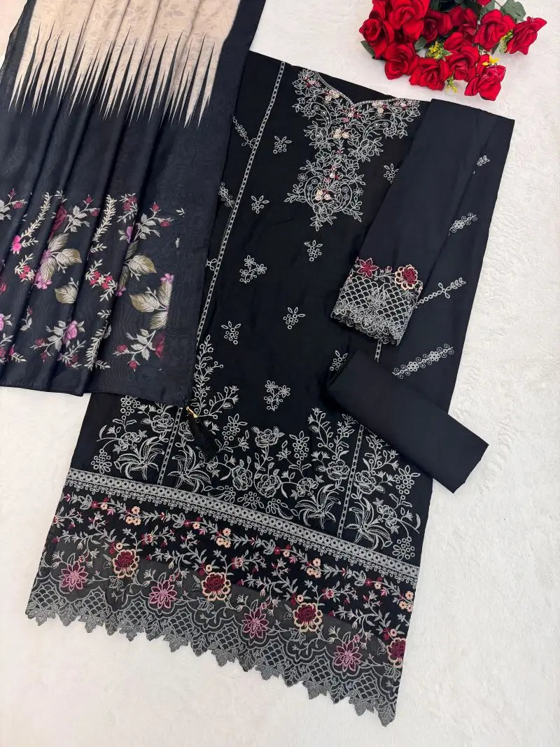 Fashion Dream Women Black Cotton Designer Suit Collection