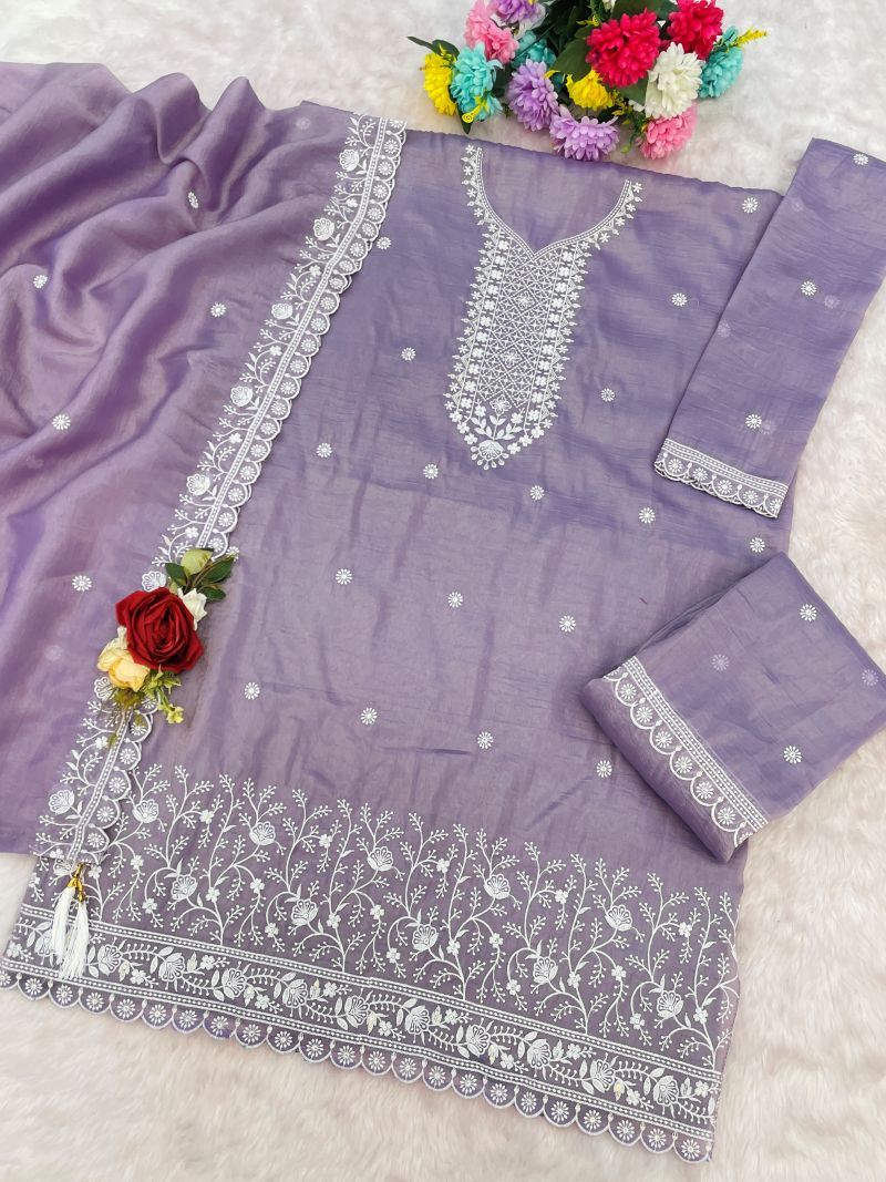 Fashion Dream Women Purple Gold Crush Designer Suit Collection