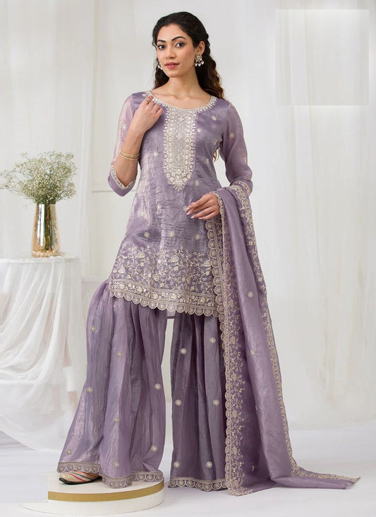 Fashion Dream Women Purple Gold Crush Designer Suit Collection