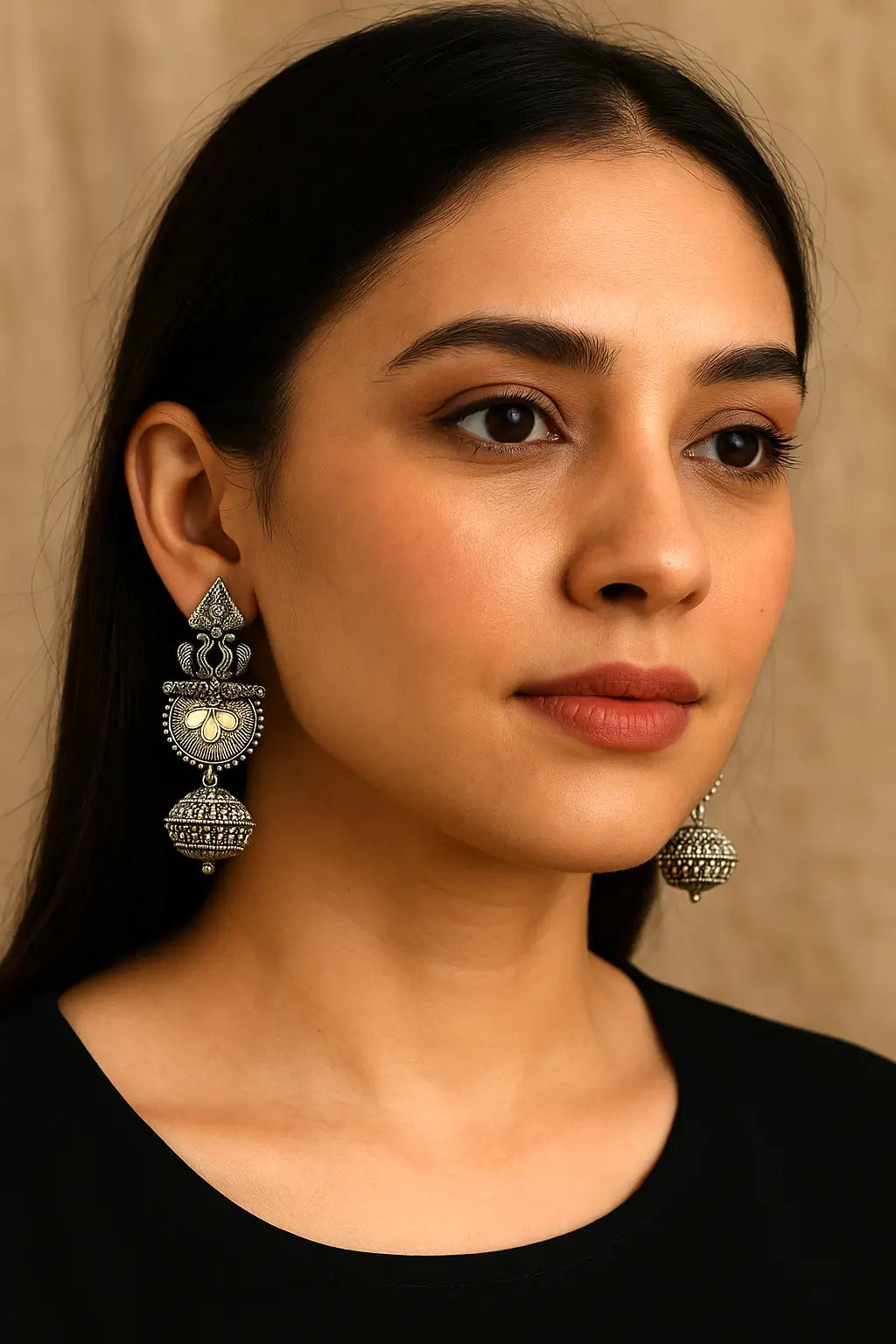 Antique Oxidised Statement Earrings for Women