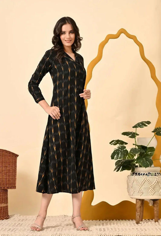 Fusion Ikat Jacket Dress With Inner