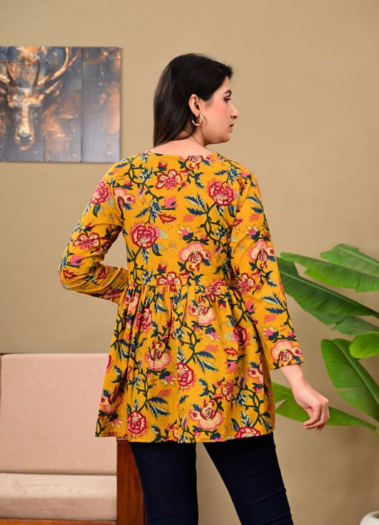 Pure Cotton Short Kurta – Mustard