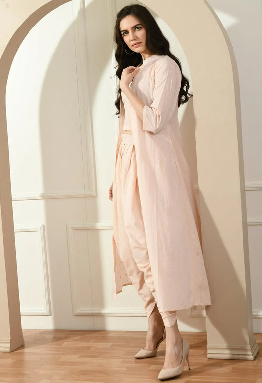 Peach Hakoba Patiala Jacket Set