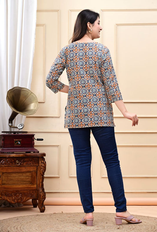 Pure Cotton Short Kurta – Multicolor