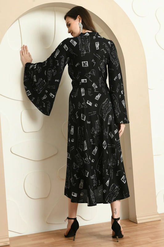 Alphabet Umbrella Sleeves Dress for Women