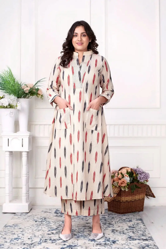 Classic Ikat Cotton Coord Set - Handloom