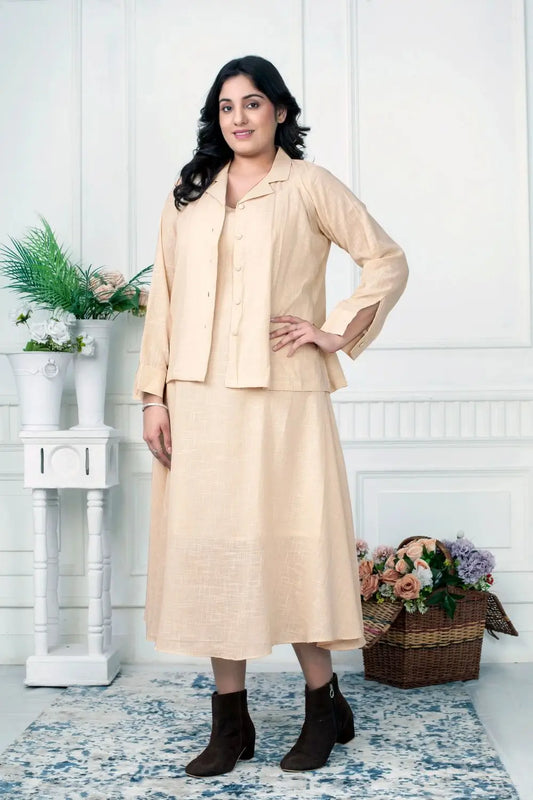 Layered Grace Linen Jacket Dress