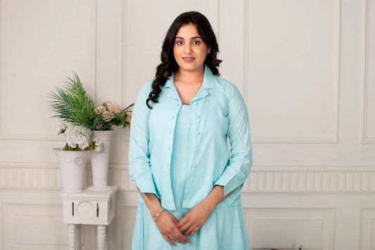 Aqua Breeze - Linen Jacket Dress