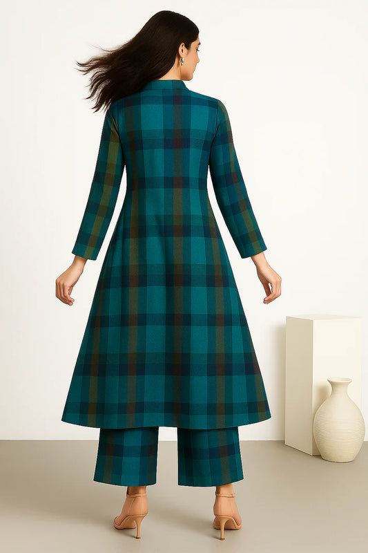 Abstract Print Blue Co-Ord Set for Women