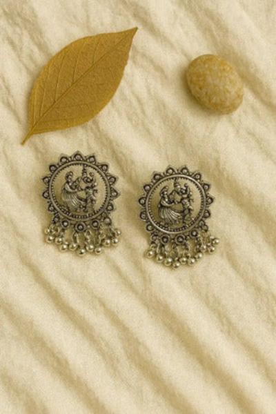 Dancing Couple Oxidised Earrings for Women