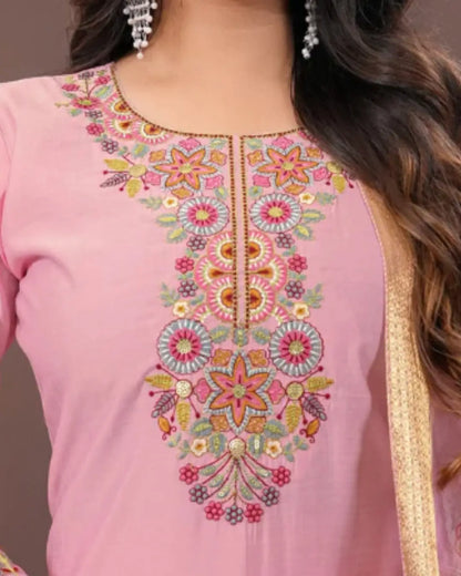 Embroidered Roman 3 Piece Kurti with Digital Dupatta