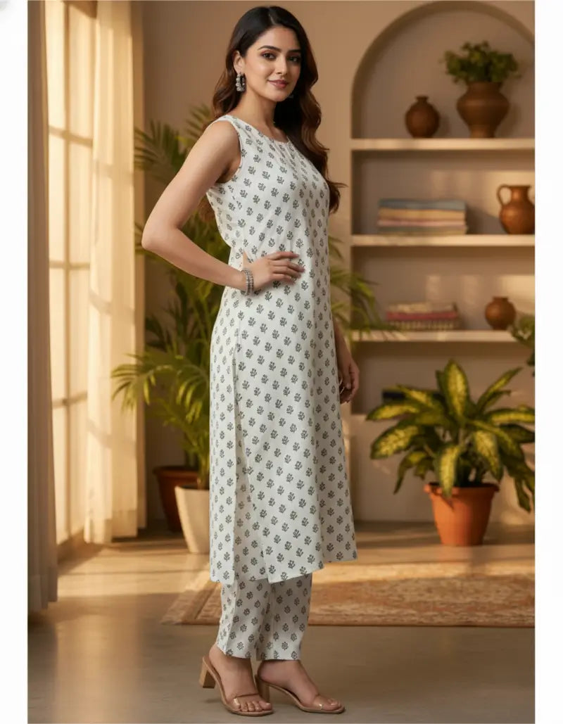 RangRoot Women’s White Rayon Co-ord Set