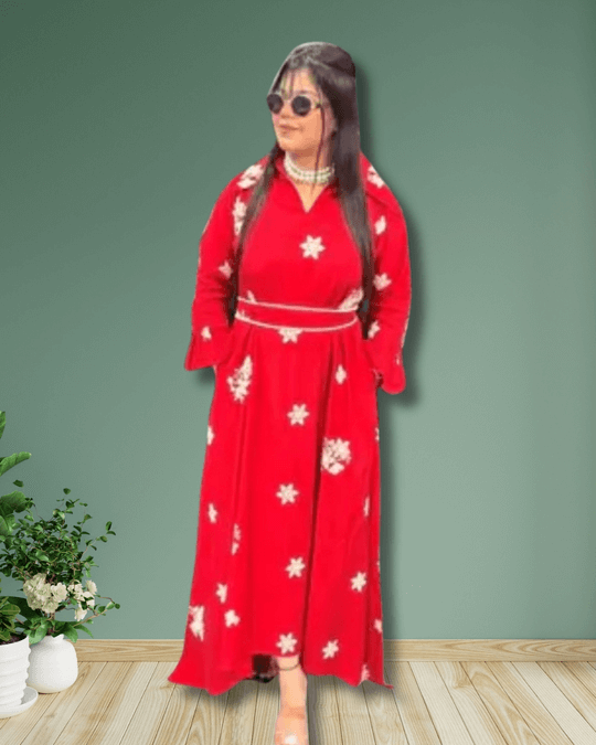 Red Cotton Silk Dress