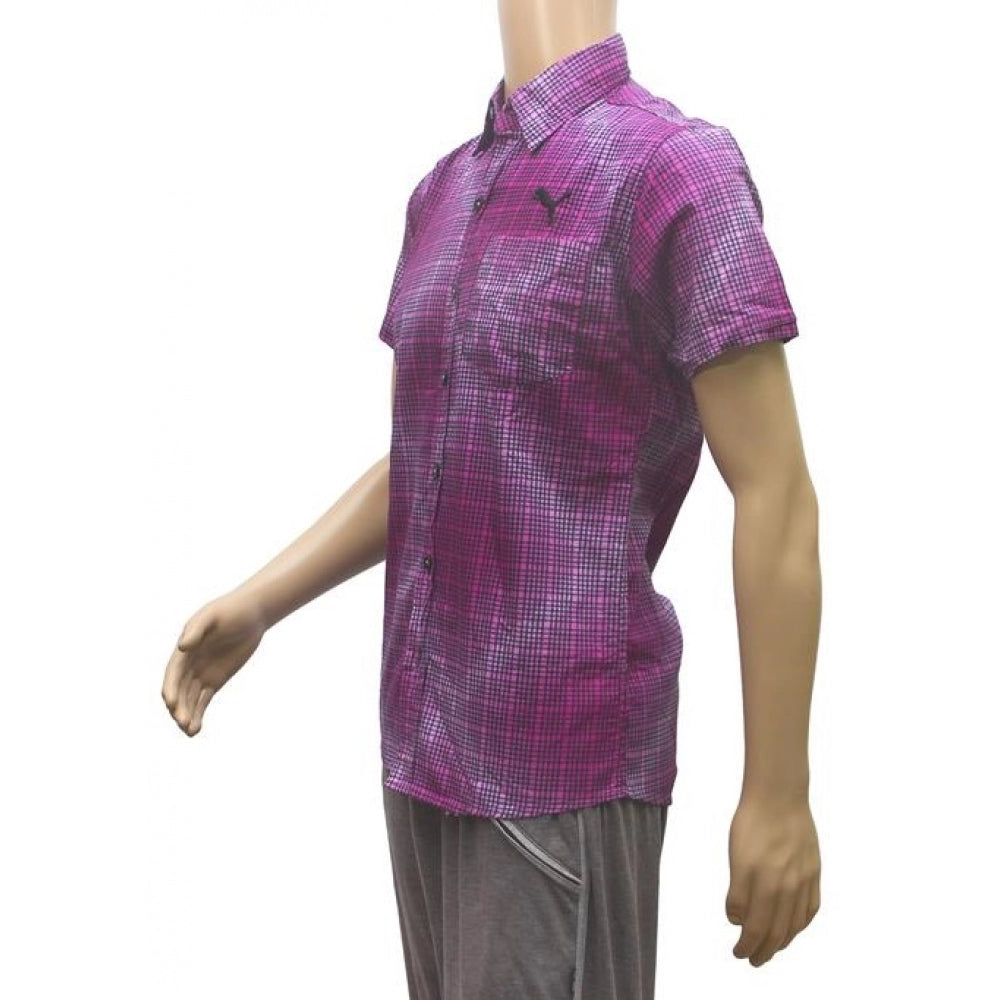 Generic Mens Cotton Mix Casual Men Shirts (Violet, L)