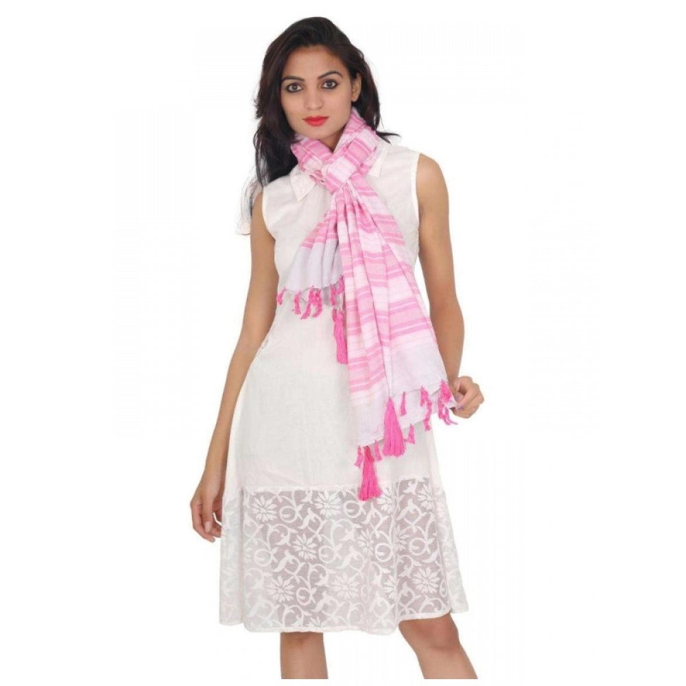 Viscose Straight Duppatta (Pink, Off White)