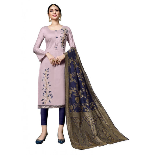 Cotton Unstitched Salwar-Suit Material With Dupatta (Pink, 2-2.5mtrs)