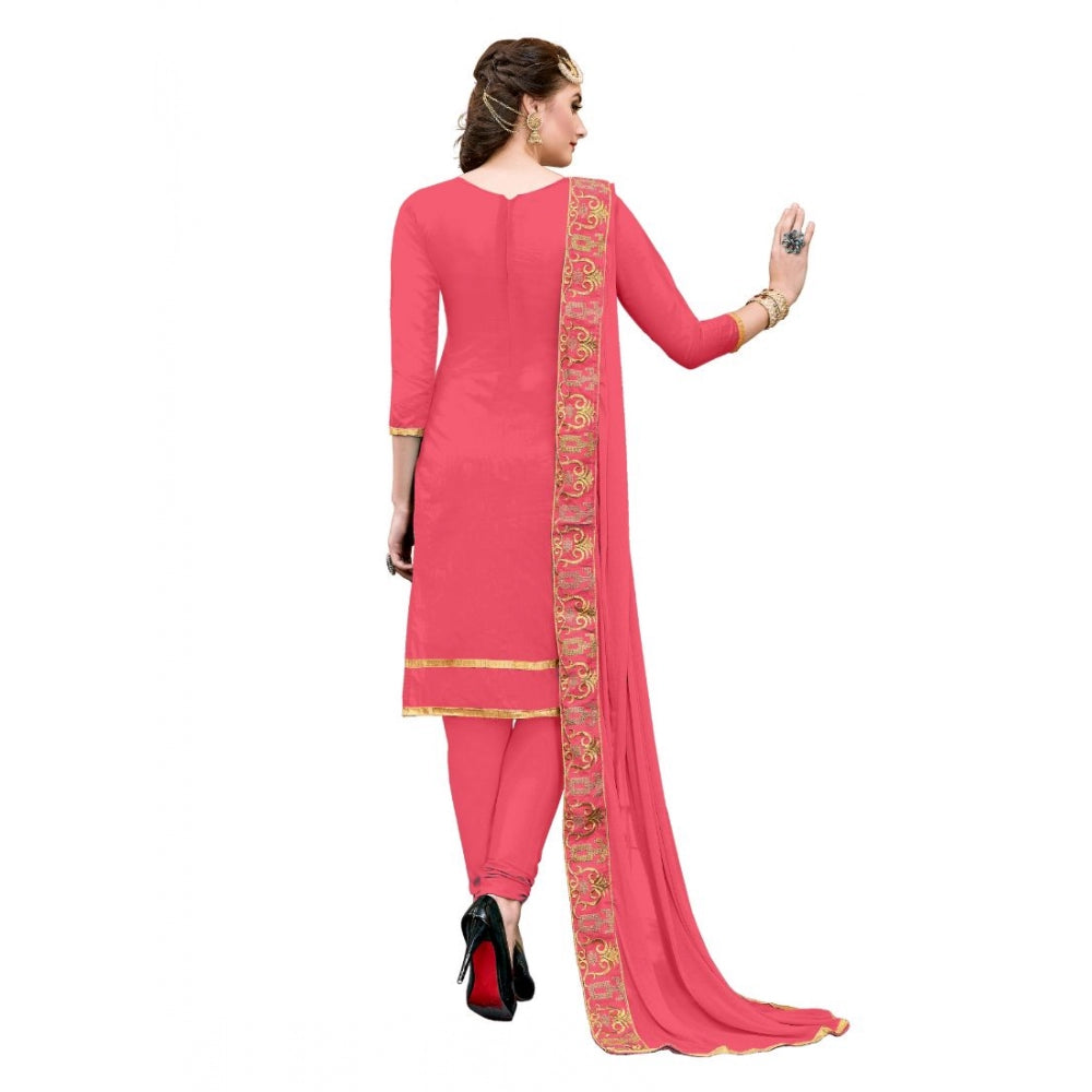 Chanderi Cotton Unstitched Salwar-Suit Material With Dupatta (Pige , 2-2.5mtrs)