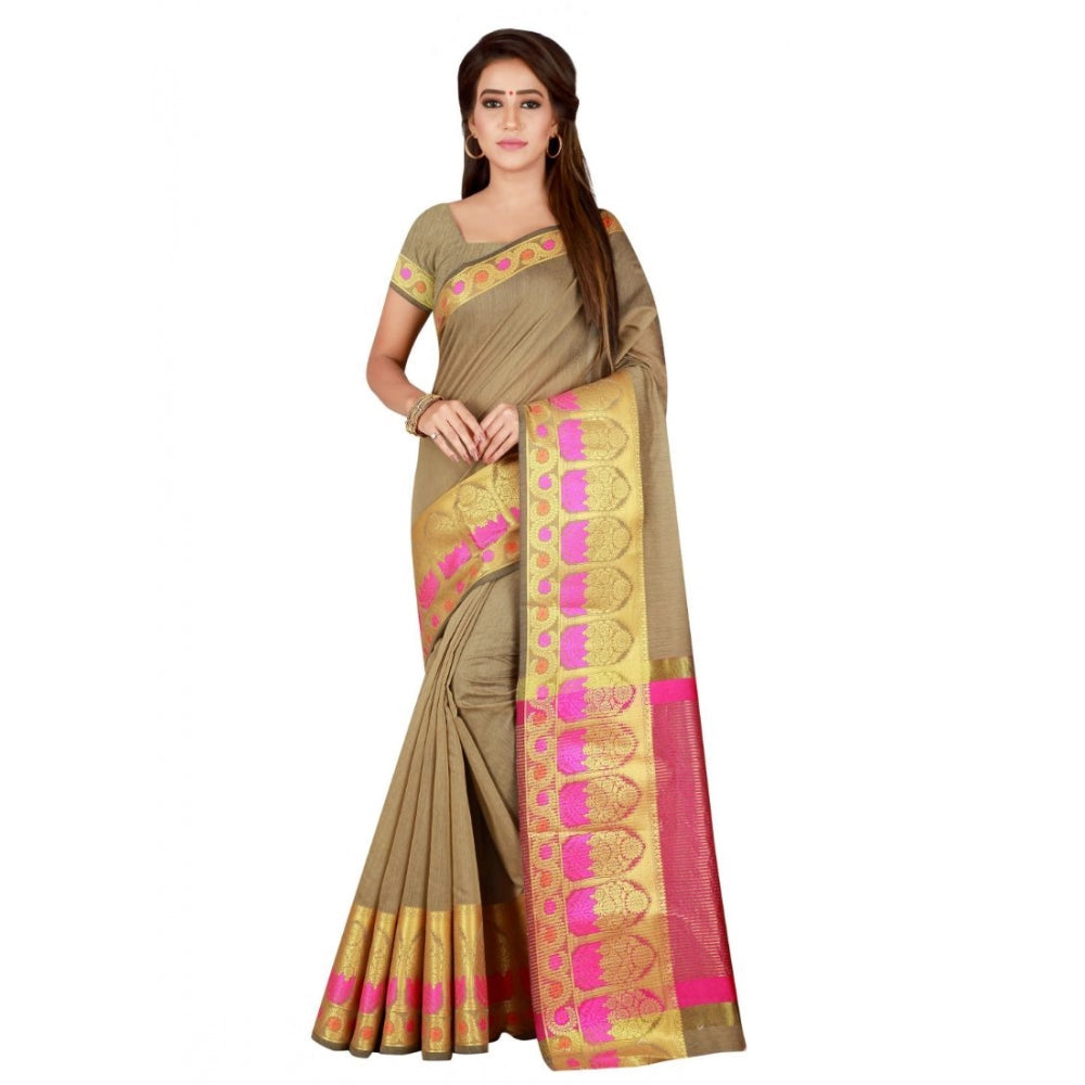 Cotton Saree with Blouse (Multi, 5-6 Mtrs)