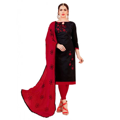 Glaze Cotton Unstitched Salwar-Suit Material With Dupatta (Black, 2 Mtr)