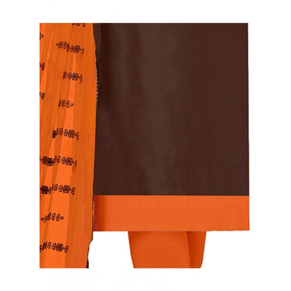 Modal Silk Unstitched Salwar-Suit Material With Dupatta (Brown, 2 Mtr)