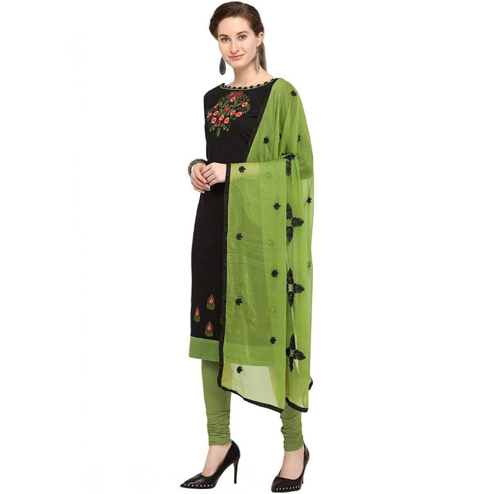 Slub Cotton Unstitched Salwar-Suit Material With Dupatta (Black, 2 Mtr)