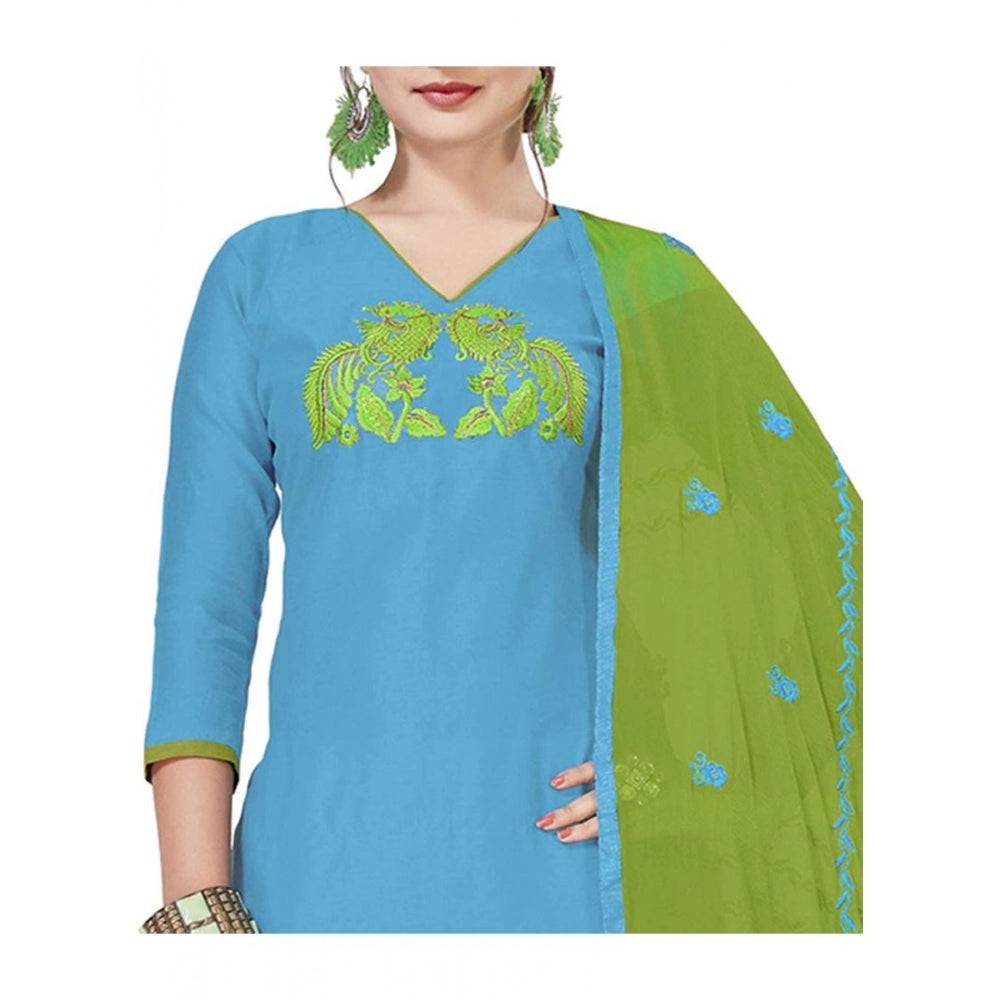 Modal Silk Unstitched Salwar-Suit Material With Dupatta (Sky Blue, 2 Mtr)