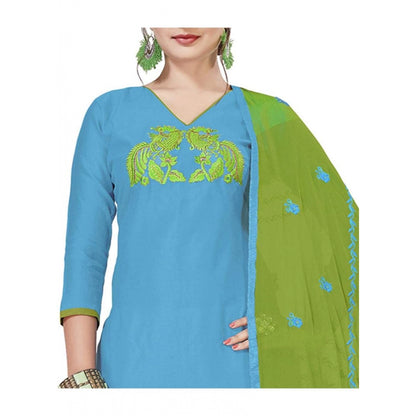 Modal Silk Unstitched Salwar-Suit Material With Dupatta (Sky Blue, 2 Mtr)