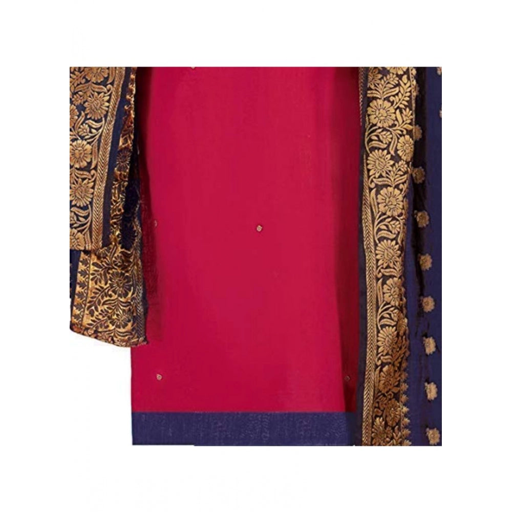 Slub Cotton Unstitched Salwar-Suit Material With Dupatta (Magenta, 2 Mtr)