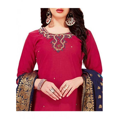 Slub Cotton Unstitched Salwar-Suit Material With Dupatta (Magenta, 2 Mtr)