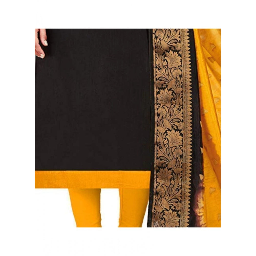 Slub Cotton Unstitched Salwar-Suit Material With Dupatta (Black, 2 Mtr)