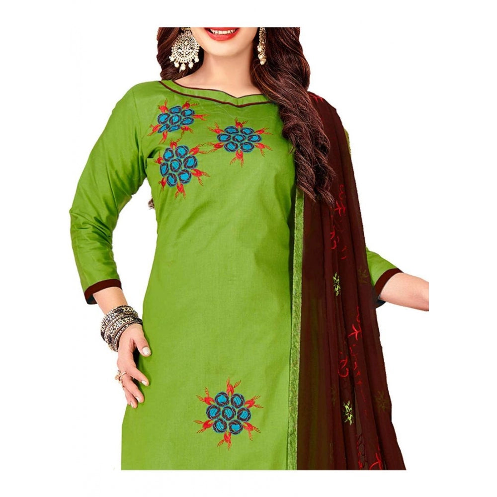 Glaze Cotton Unstitched Salwar-Suit Material With Dupatta (Green, 2 Mtr)