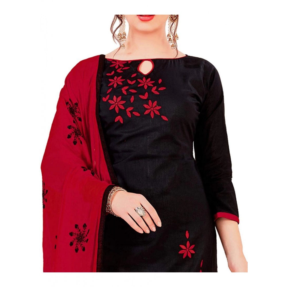 Glaze Cotton Unstitched Salwar-Suit Material With Dupatta (Black, 2 Mtr)