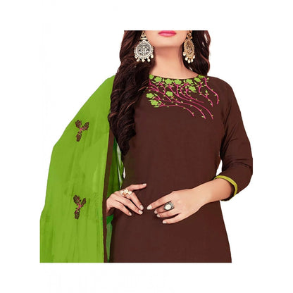 Glaze Cotton Unstitched Salwar-Suit Material With Dupatta (Brown, 2 Mtr)