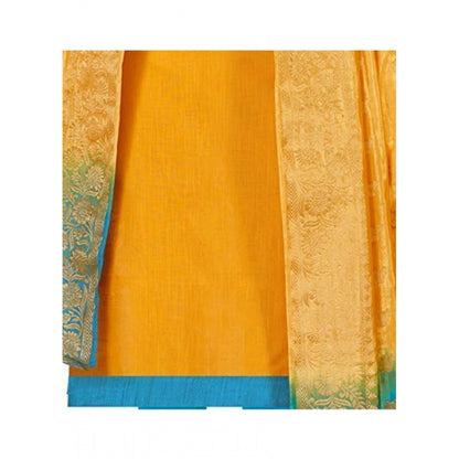 Slub Cotton Unstitched Salwar-Suit Material With Dupatta (Yellow, 2 Mtr)