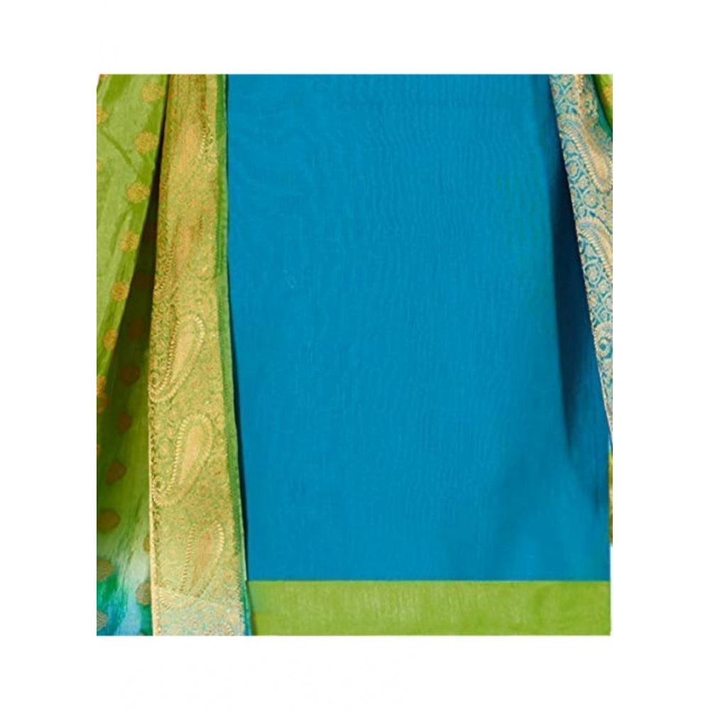 Slub Cotton Unstitched Salwar-Suit Material With Dupatta (Sky Blue, 2 Mtr)