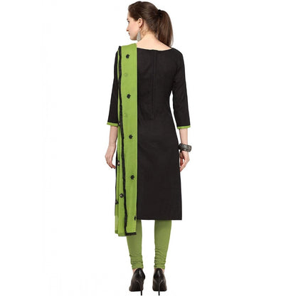 Slub Cotton Unstitched Salwar-Suit Material With Dupatta (Black, 2 Mtr)