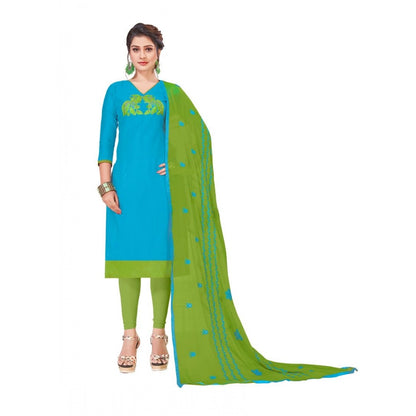 Modal Silk Unstitched Salwar-Suit Material With Dupatta (Sky Blue, 2 Mtr)