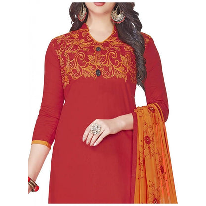 Glaze Cotton Unstitched Salwar-Suit Material With Dupatta (Red, 2 Mtr)