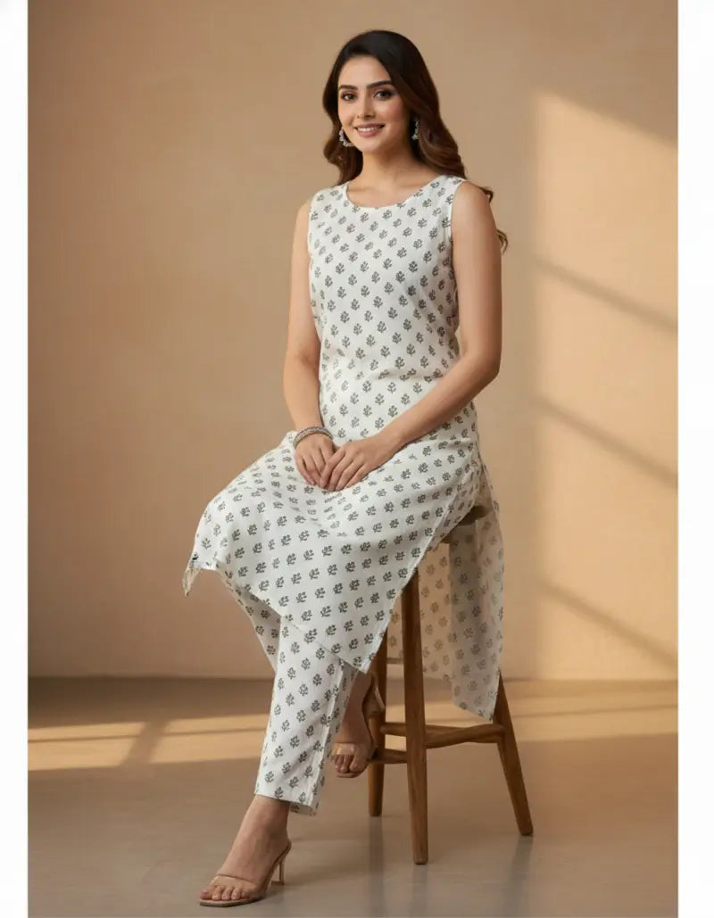 RangRoot Women’s White Rayon Co-ord Set