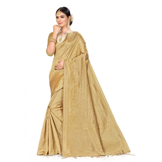 Banarasi Silk Saree (Cream, 5-6mtrs)