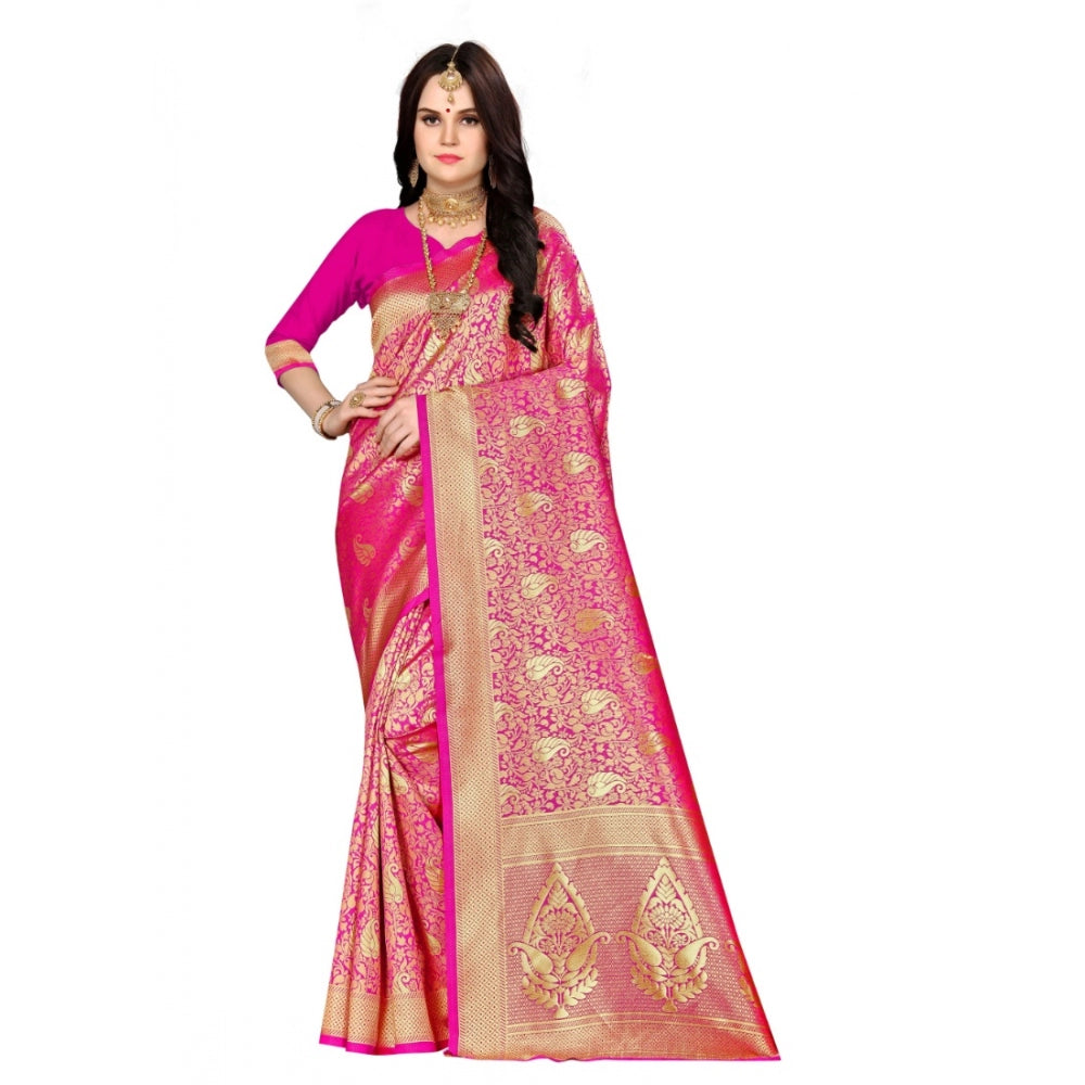 Banarasi Silk Saree (Pink, 5-6mtrs)