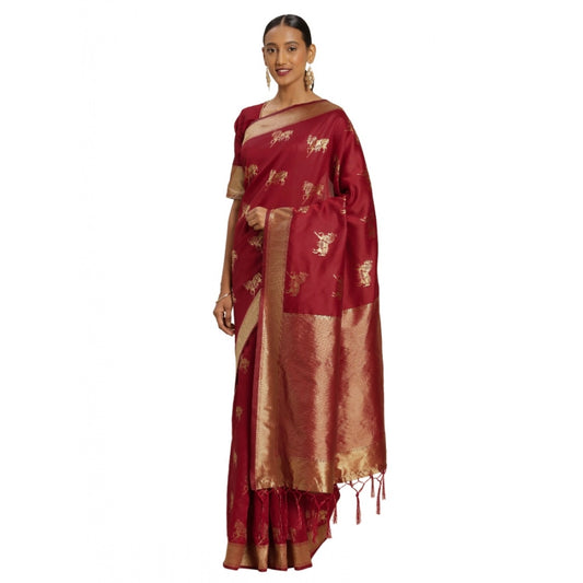 Banarasi Silk Saree (Red, 5-6mtrs)