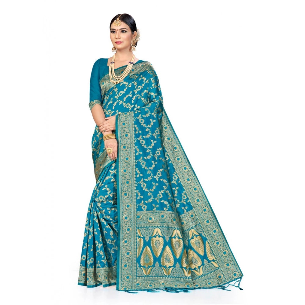 Banarasi Silk Saree (Sky blue, 5-6mtrs)