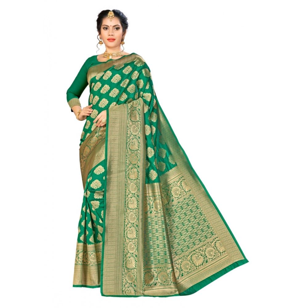 Banarasi Silk Saree (Green, 5-6mtrs)