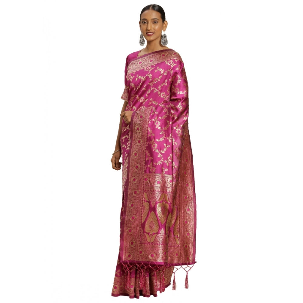 Banarasi Silk Saree (Pink, 5-6mtrs)